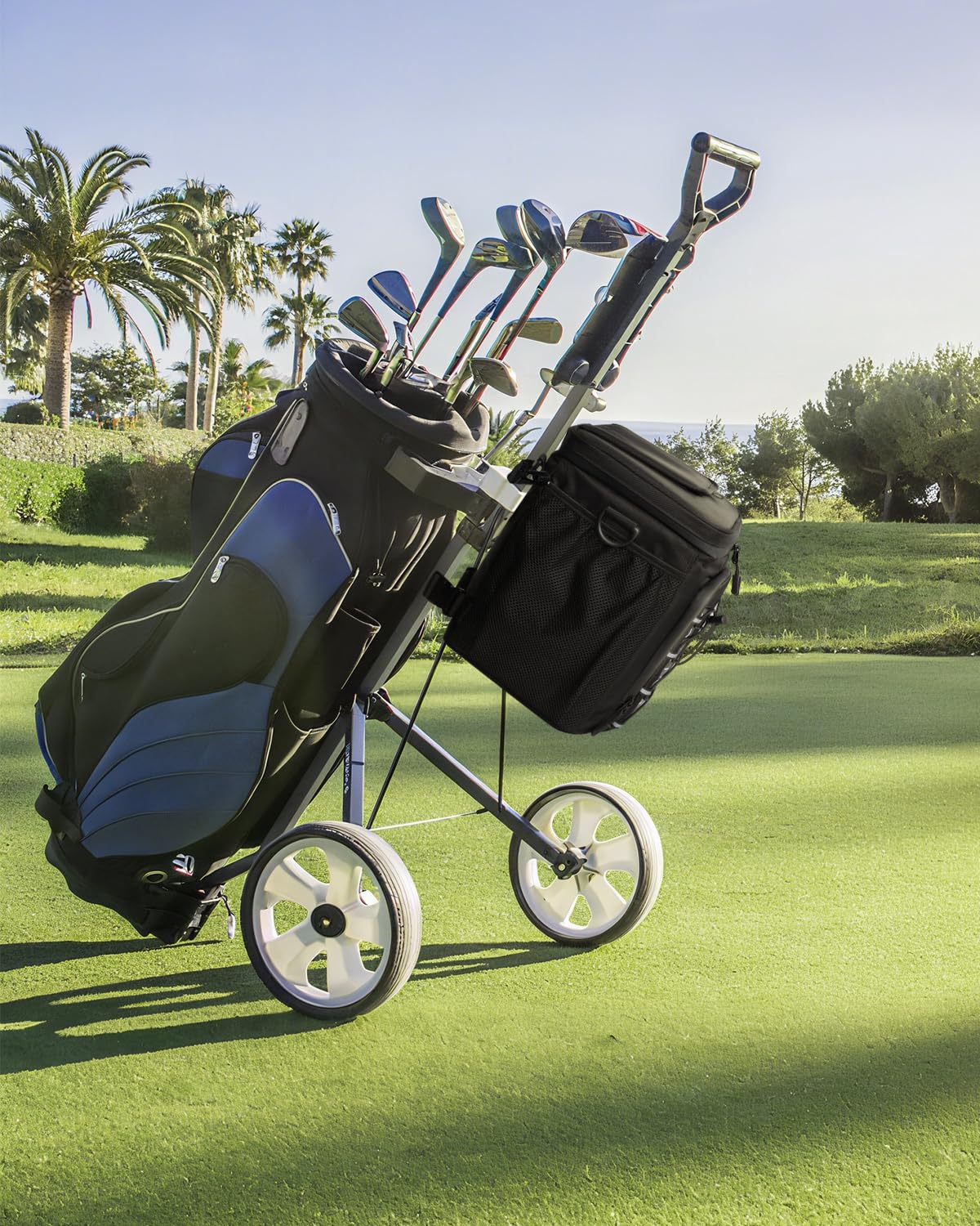 GLORIEROO golf cart cooler bag fits on push carts for convenient transport