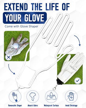 GLORIEROO case attached to golf bag with sturdy D-ring