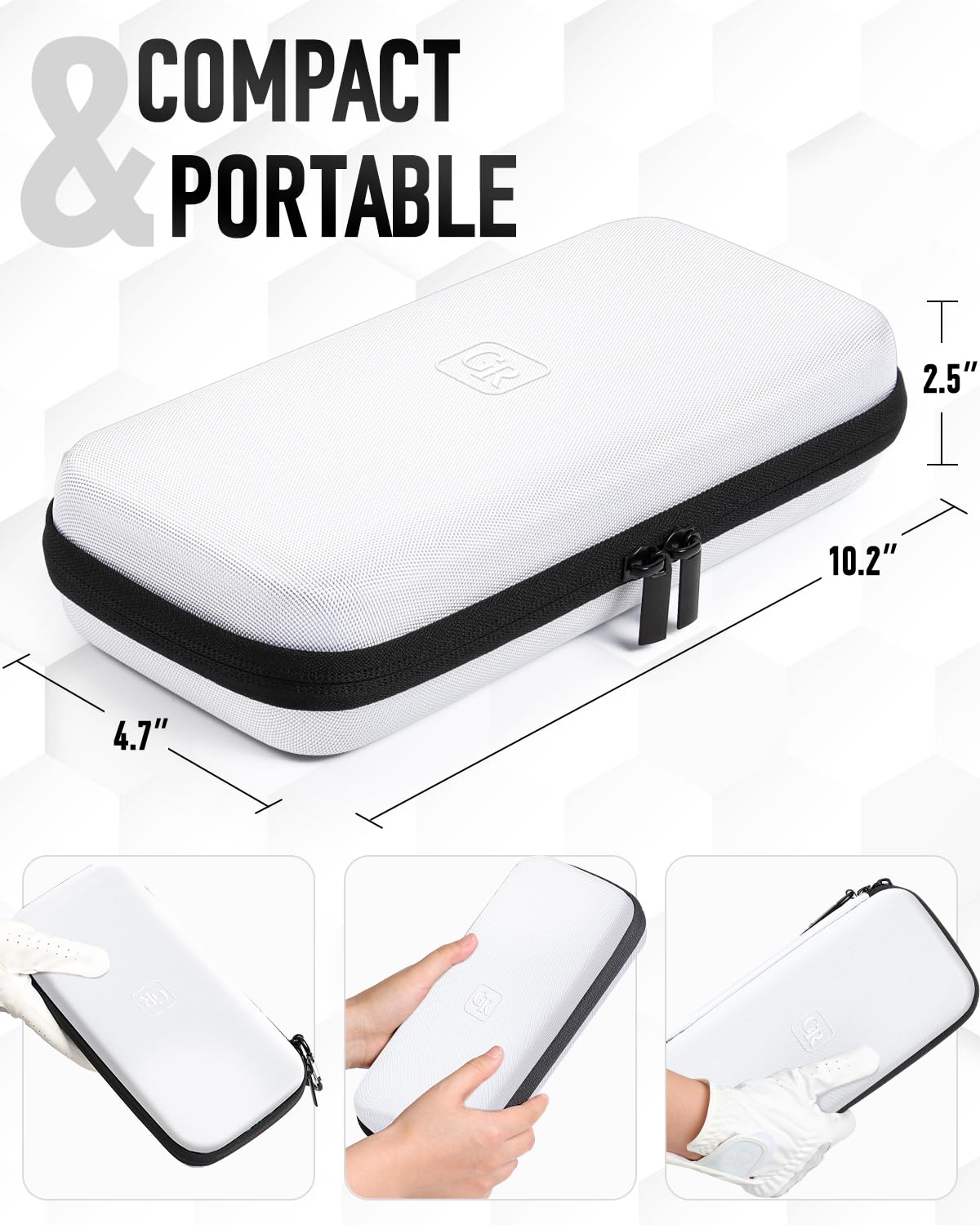 GLORIEROO case open with organized compartments for tees and tools