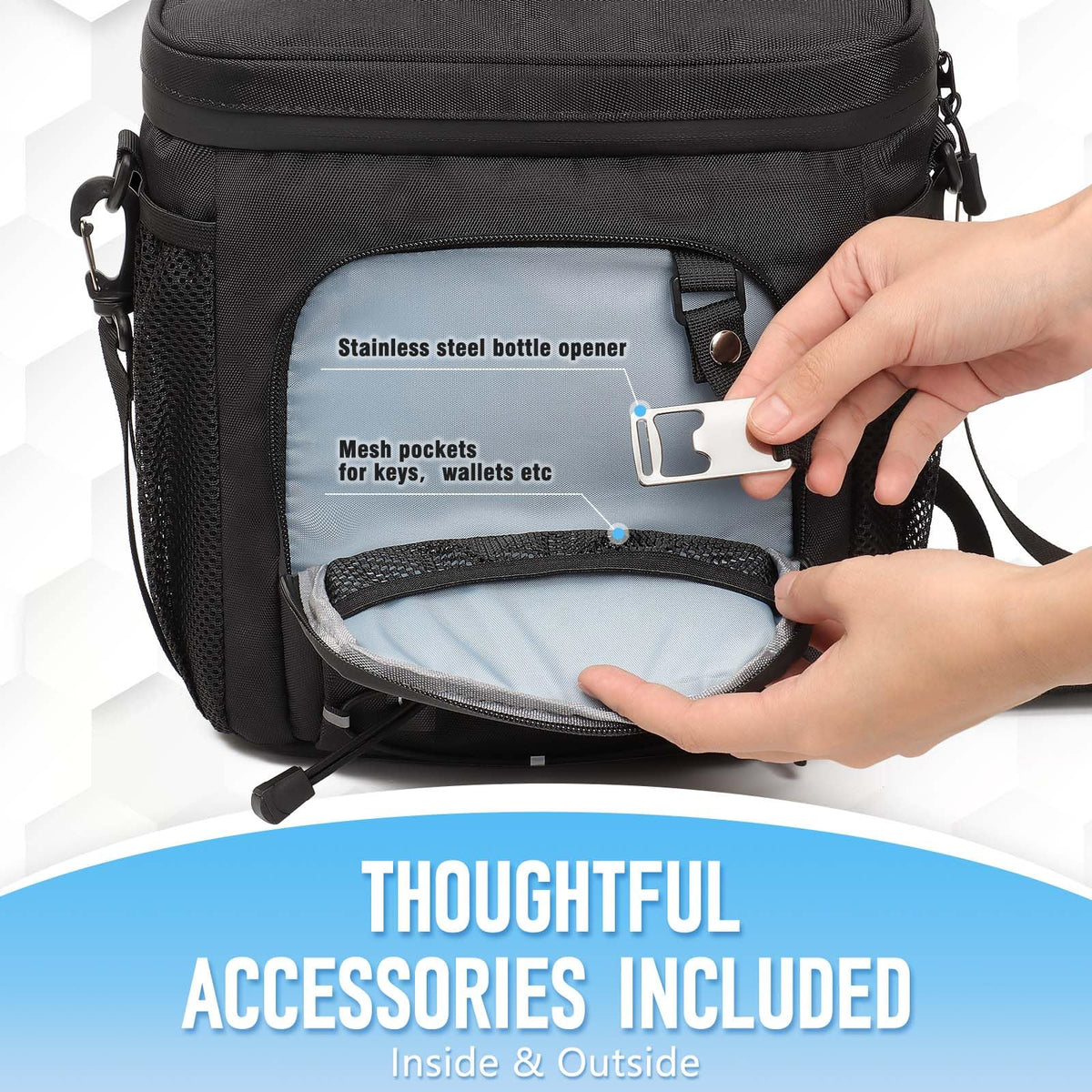 GLORIEROO side mesh pockets organize towels and gloves