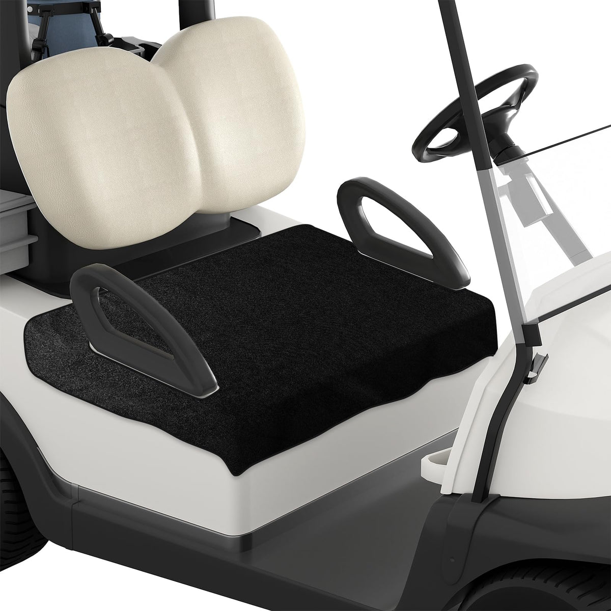 Gloserin black golf cart seat cover front view with waterproof protection.