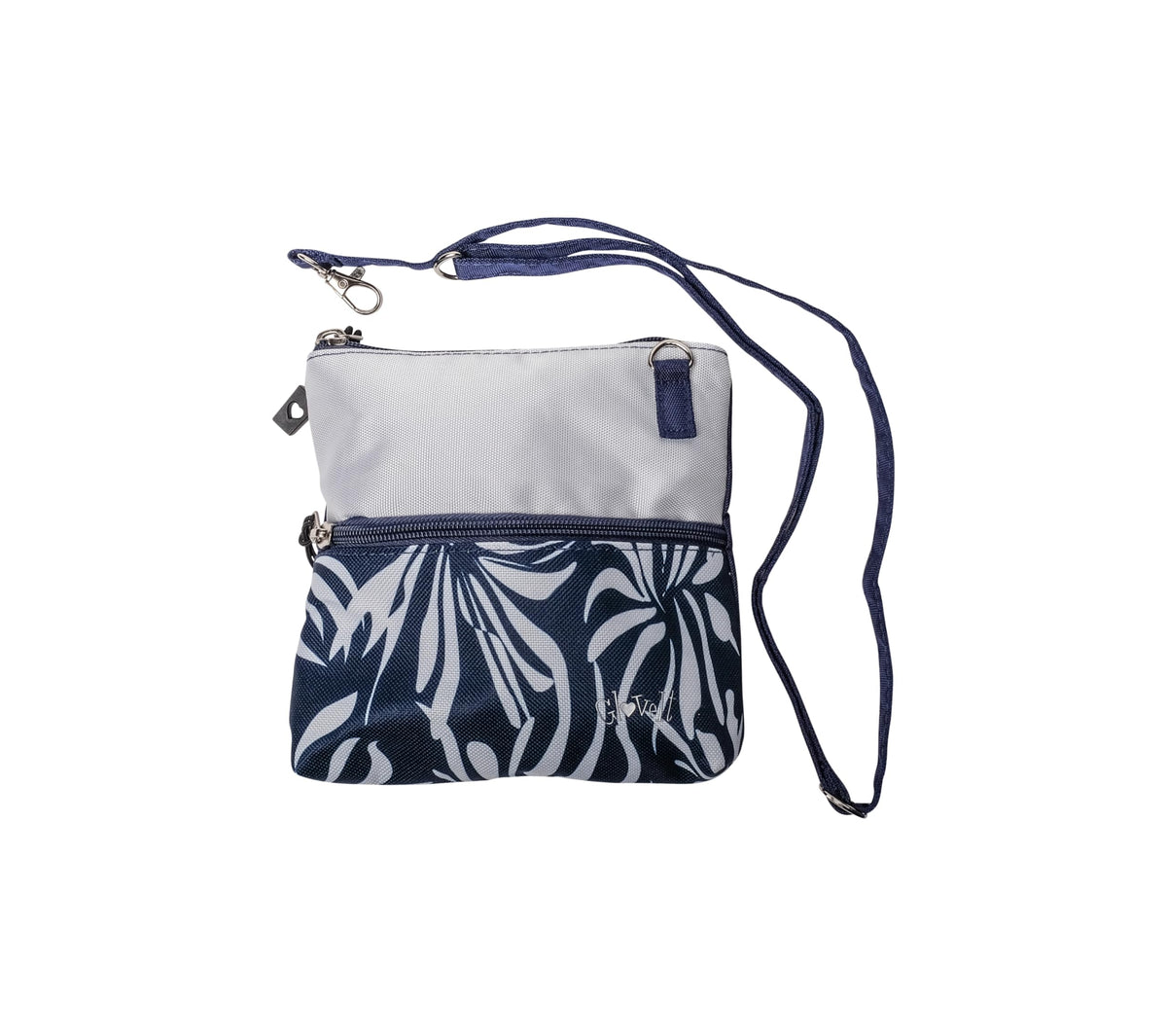 Glove It Golf Zip Bag Island Breeze clipped to a golf bag for quick access