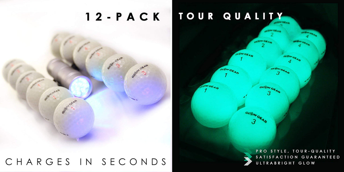 GlowV1 Night Golf Balls in hand, showcasing bright glow and tour-like distance potential.