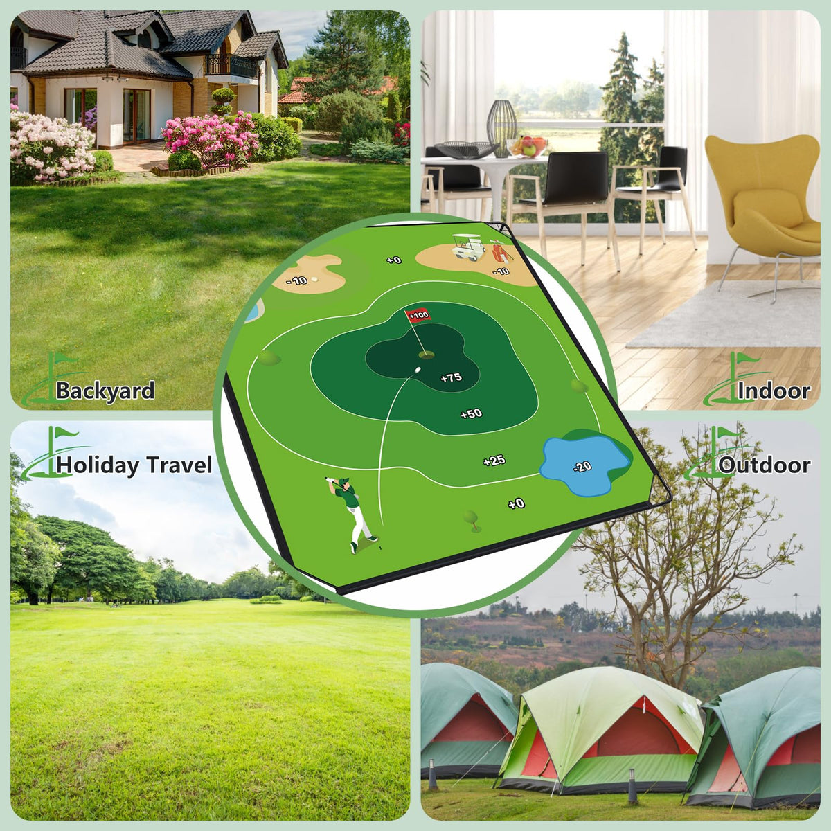 GLUTIA Golf Chipping Game Set compact foldable design for easy transport