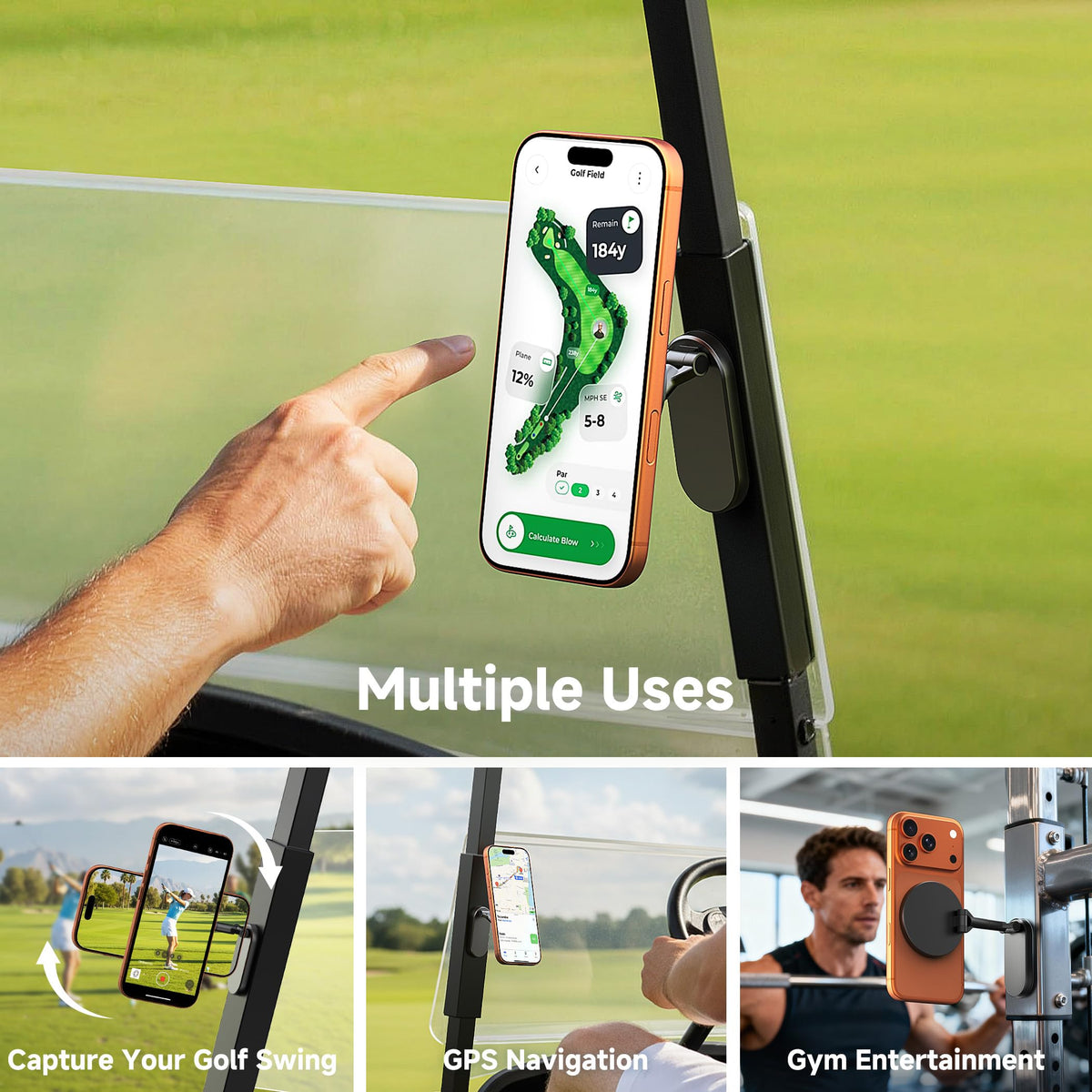 GMETINK MagSafe-compatible attachment keeps iPhone securely mounted during rides.
