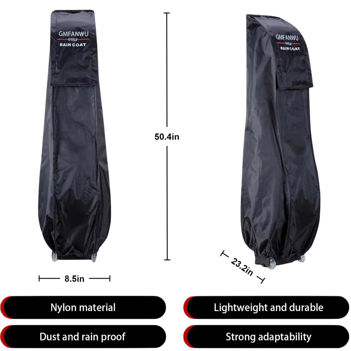 GMFanwu golf bag rain cover mounted on a bag protecting clubs from rain and dust.