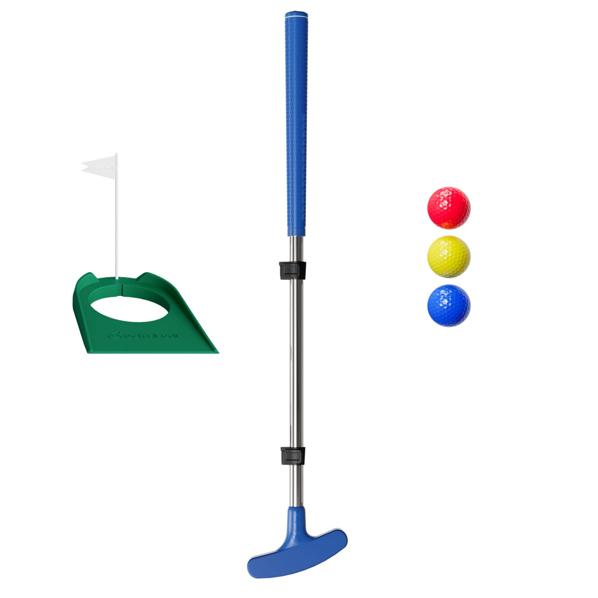 Go For It Golf junior putter with extendable shaft in use for growing players