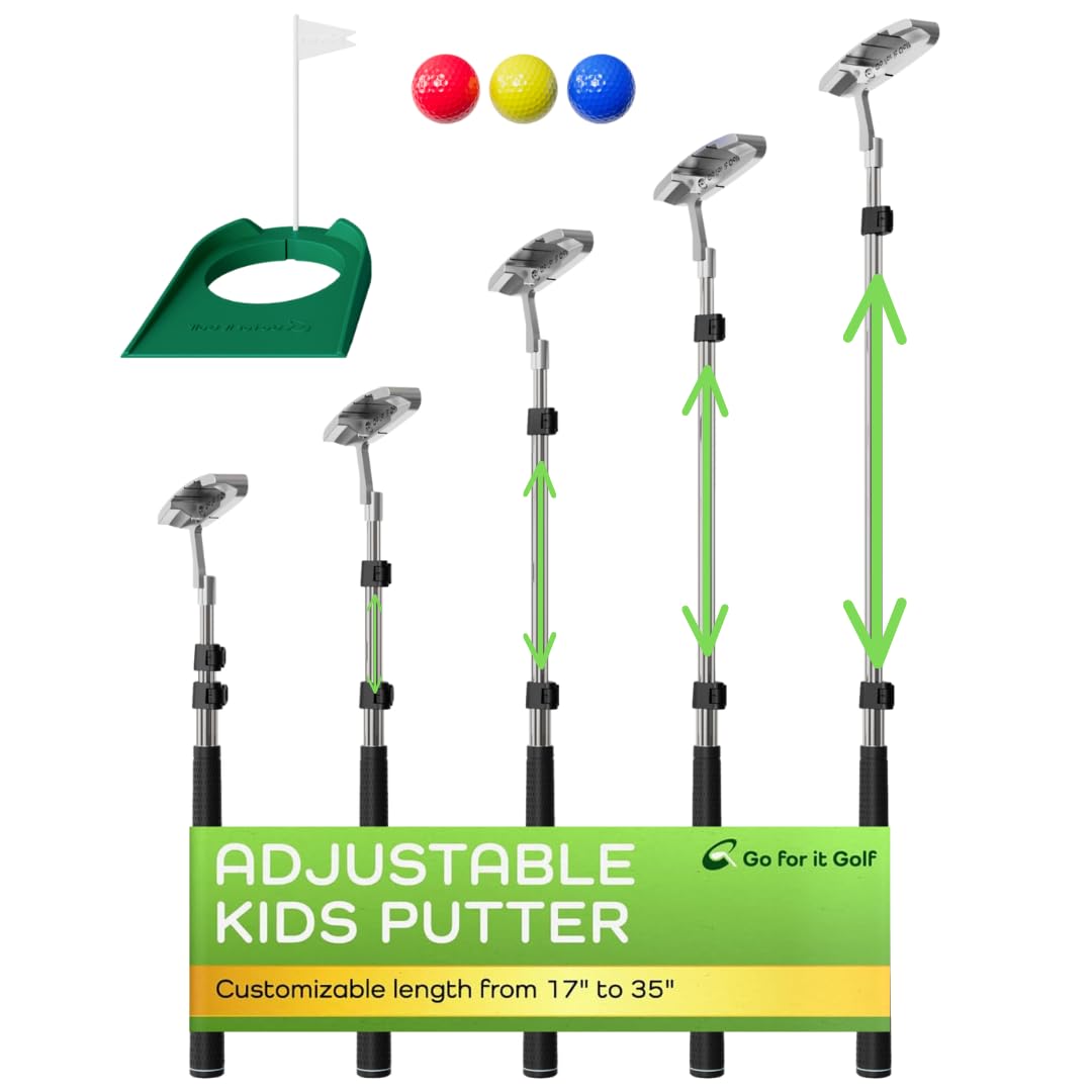 Go For It Golf kids putter with extendable shaft for growing players.