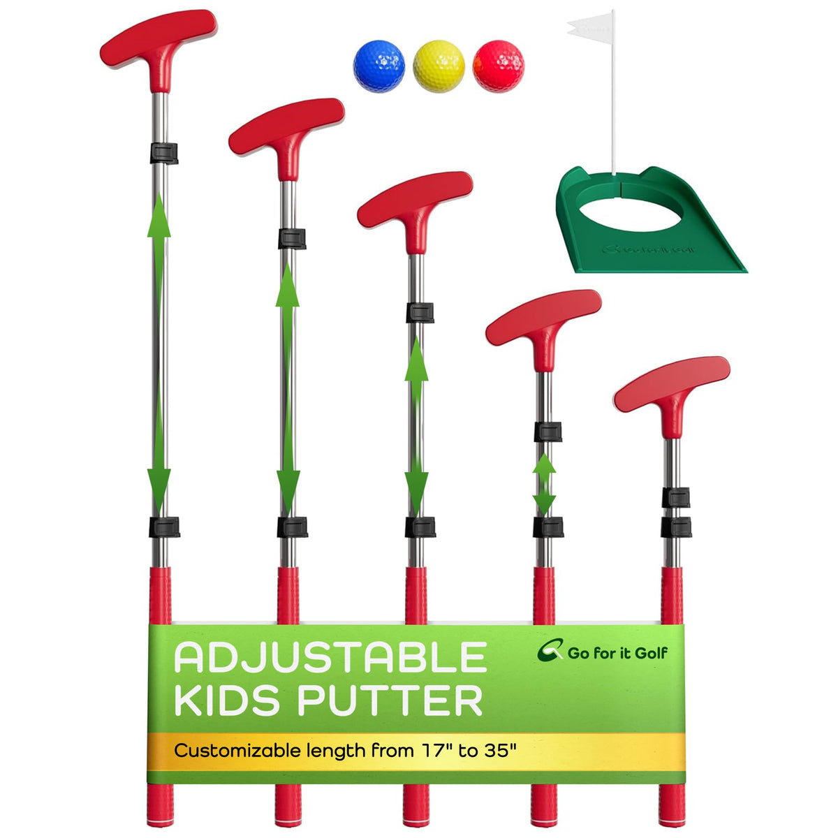 Go For It Golf Kids Putter with extendable shaft for growing players