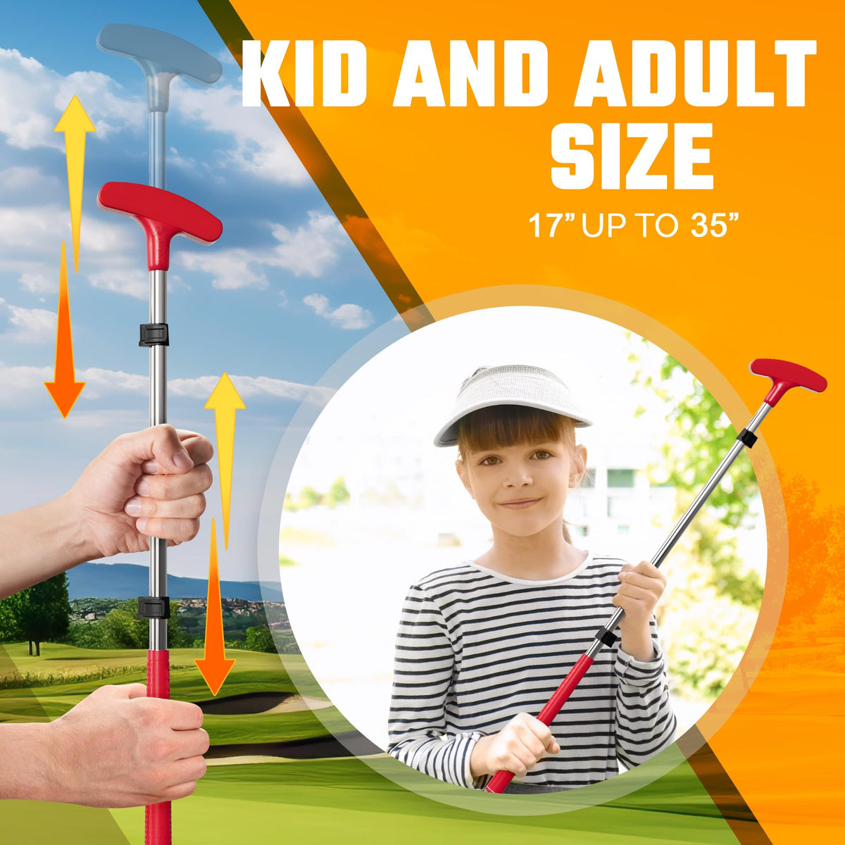 Go For It Golf kids putter includes 3 balls and cup with flag