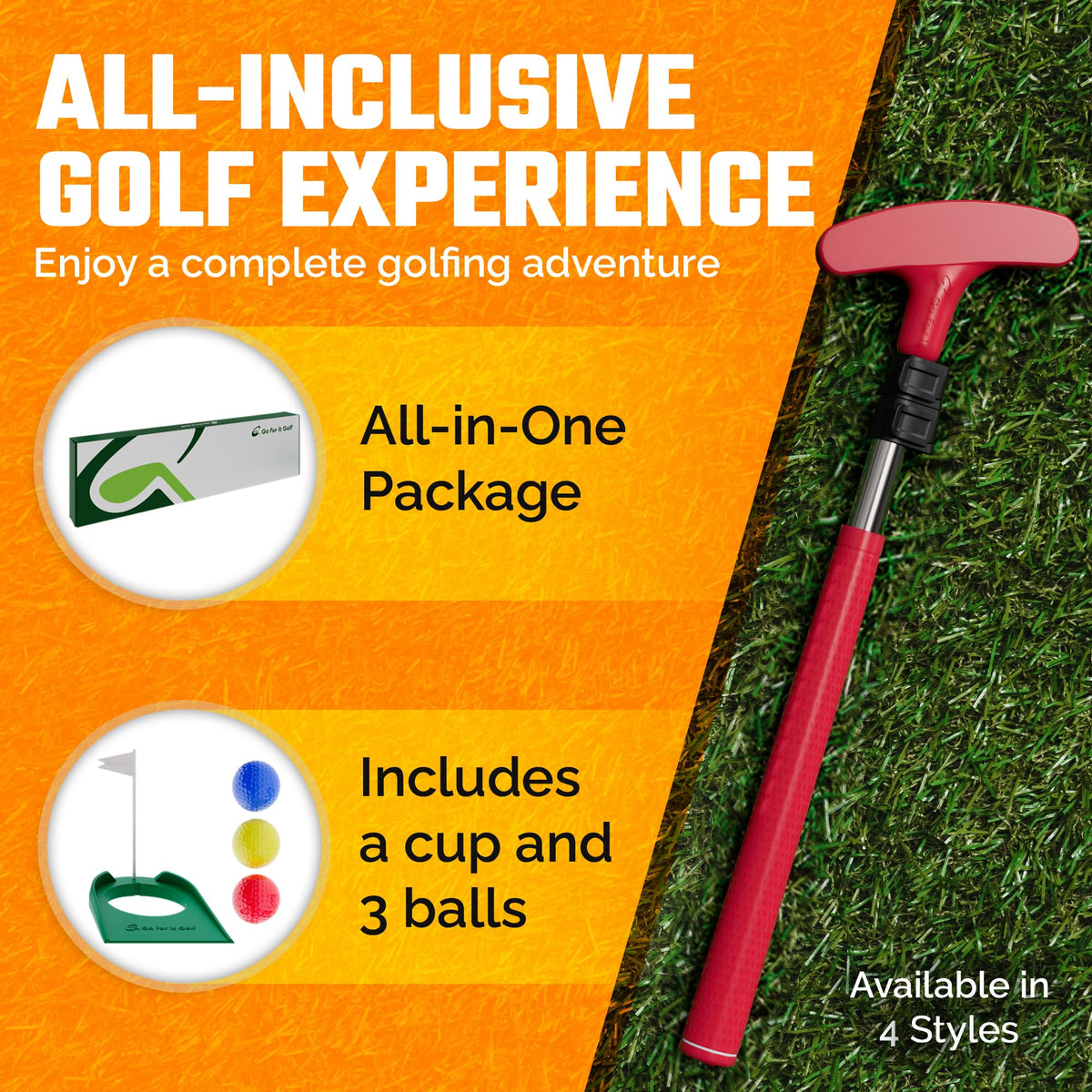 Go For It Golf kids putter red helps with practice at home