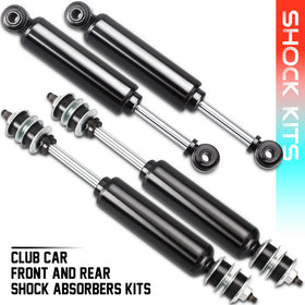 GoAnyere Club Car Precedent front shock smooths handling on uneven surfaces.