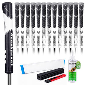 Goashpeaot half-corded golf grips white oversize close-up showing cord texture for all-weather traction.