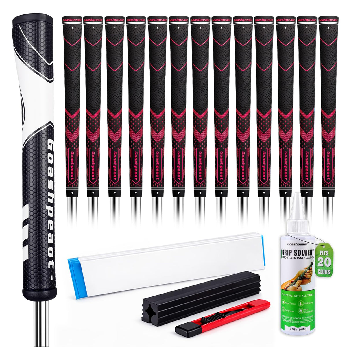 Goashpeaot premium all-weather golf grips laid out for a cohesive bag upgrade.