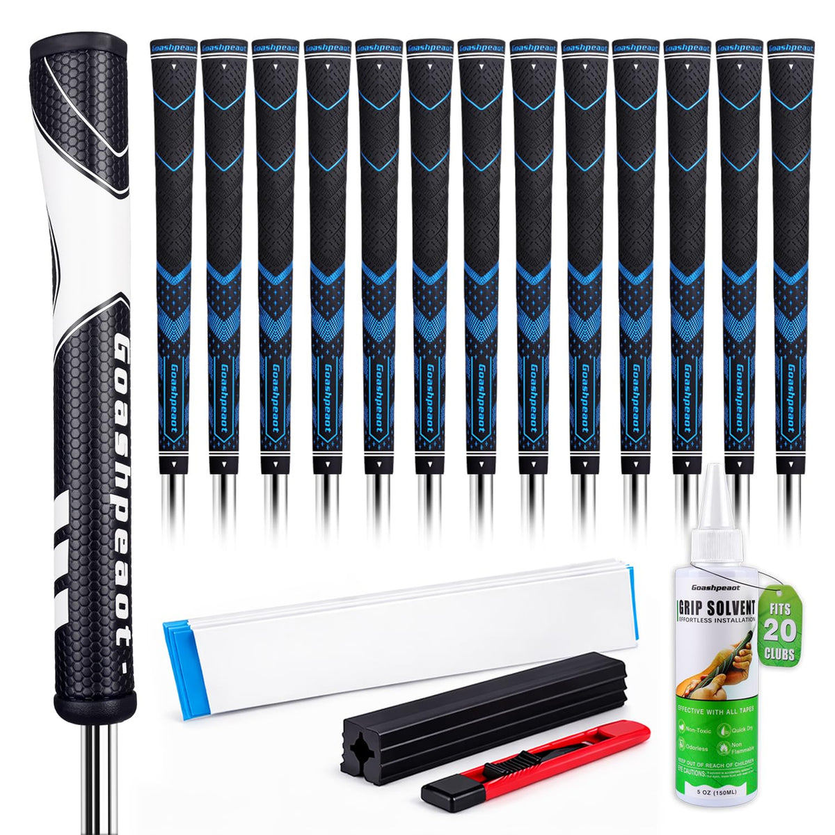 Goashpeaot premium all-weather golf grips in blue midsize with textured surface for reliable traction