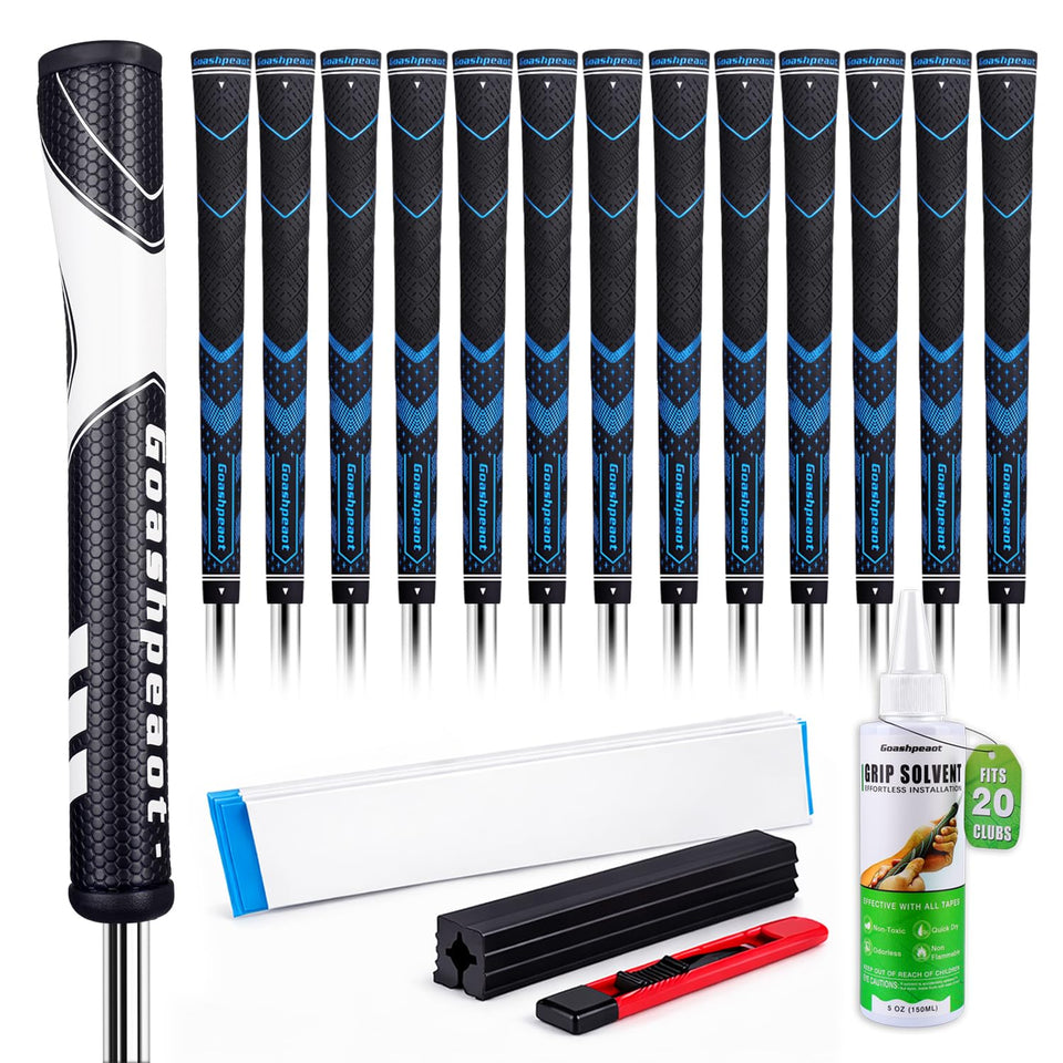 Goashpeaot premium all-weather golf grips in blue midsize with textured surface for reliable traction