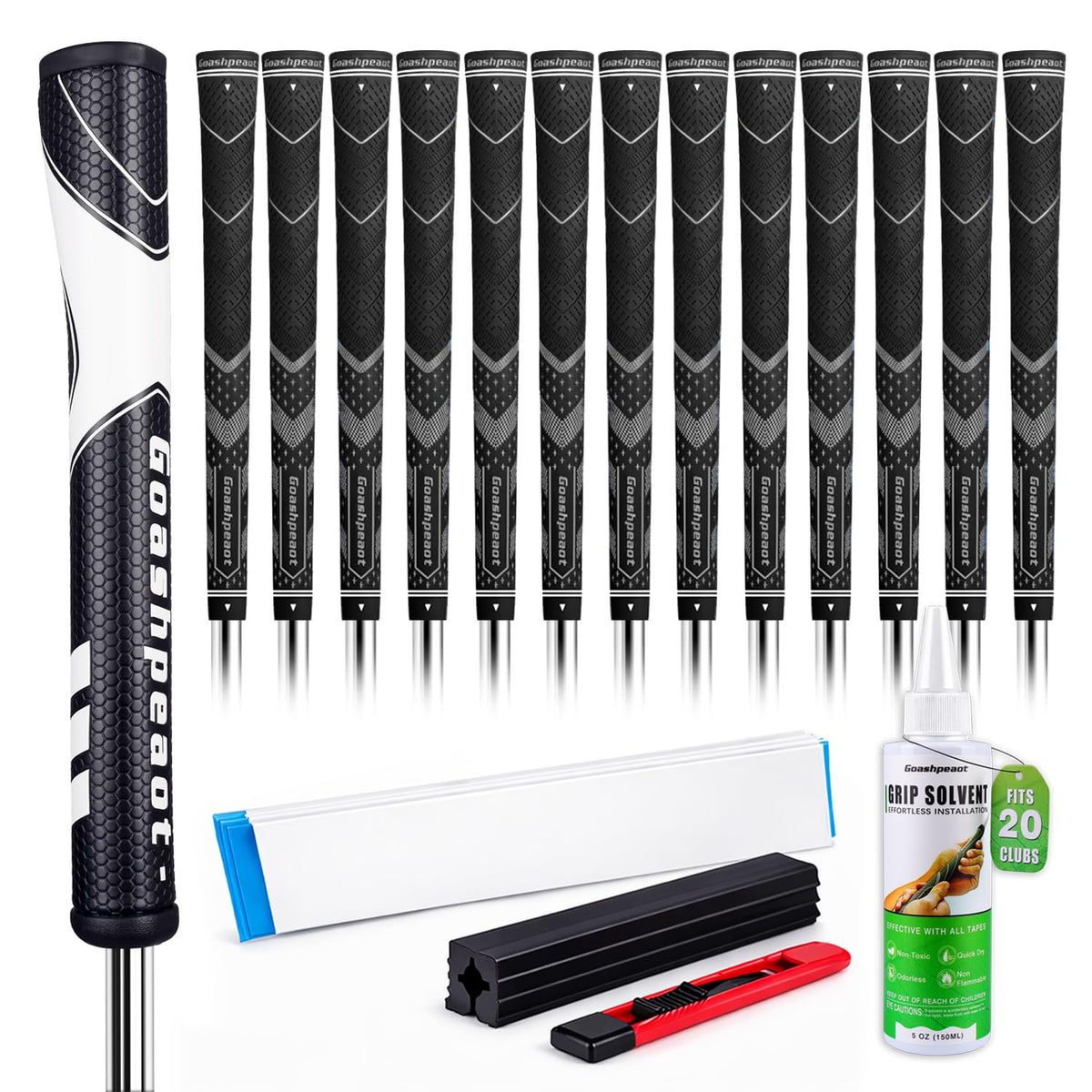 Goashpeaot premium all-weather grips 13-pack for a cohesive bag feel.