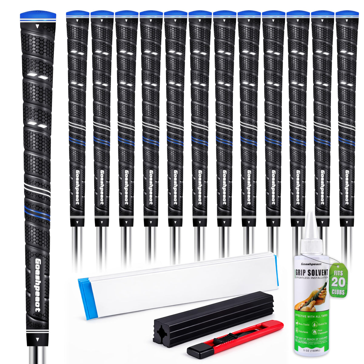 Goashpeaot wrap golf grips 13-pack on display, ideal for a full bag refresh and consistent control.