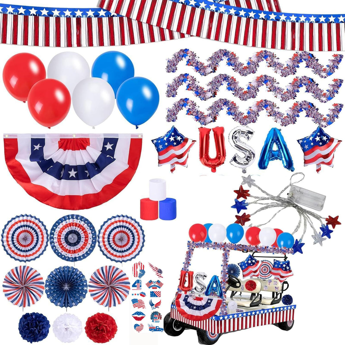 Gobiosa 66pcs 4th of July kit for striking outdoor parade decor