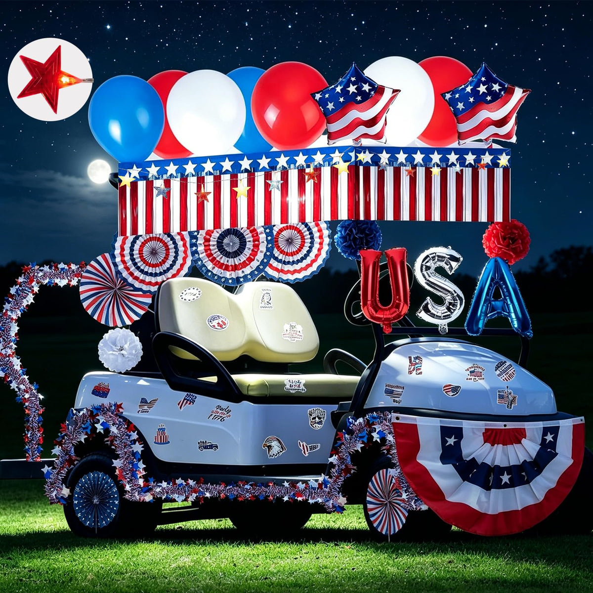 Gobiosa patriotic foil balloons with stars for eye-catching accents