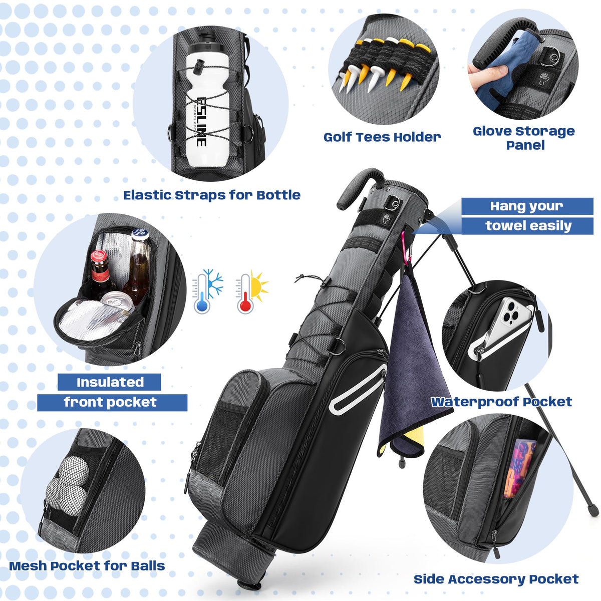 GOBUROS bag waterproof valuables pocket protects essentials on course.