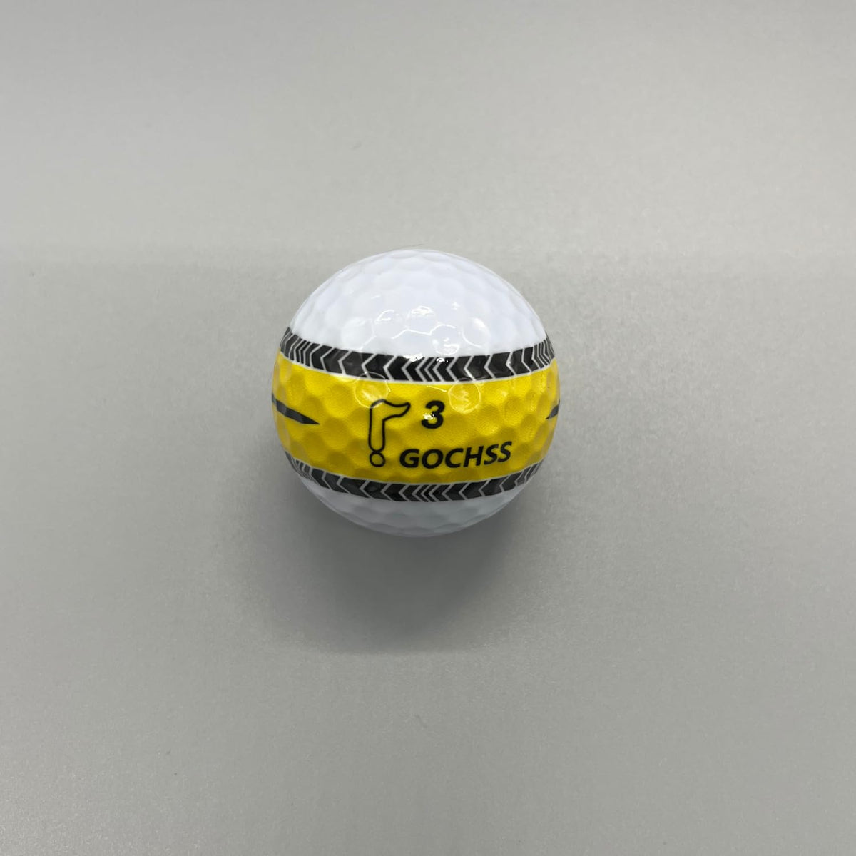 GOCHSS white ball with orange line enhancing alignment and visibility.