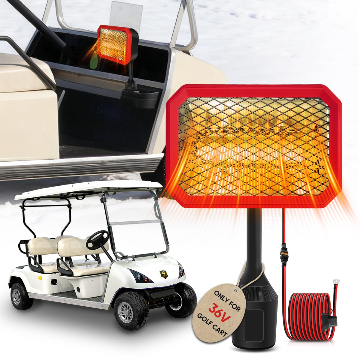 Gociean 36V heater with low power draw supports longer golf sessions.