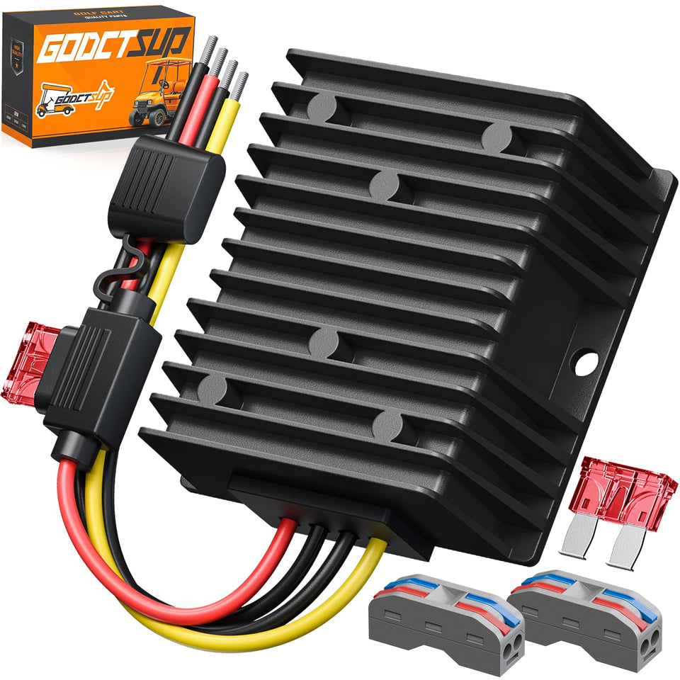 GodCTSUP 240W front view shows rugged construction for reliable 12V power in golf carts