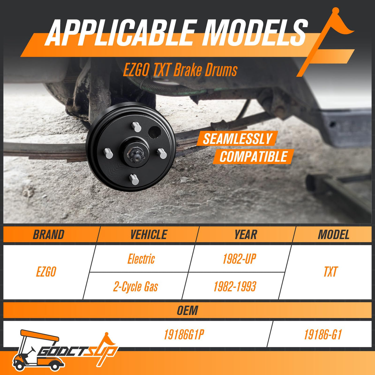 GODCTSUP black brake drum hub for EZGO is rugged and durable.
