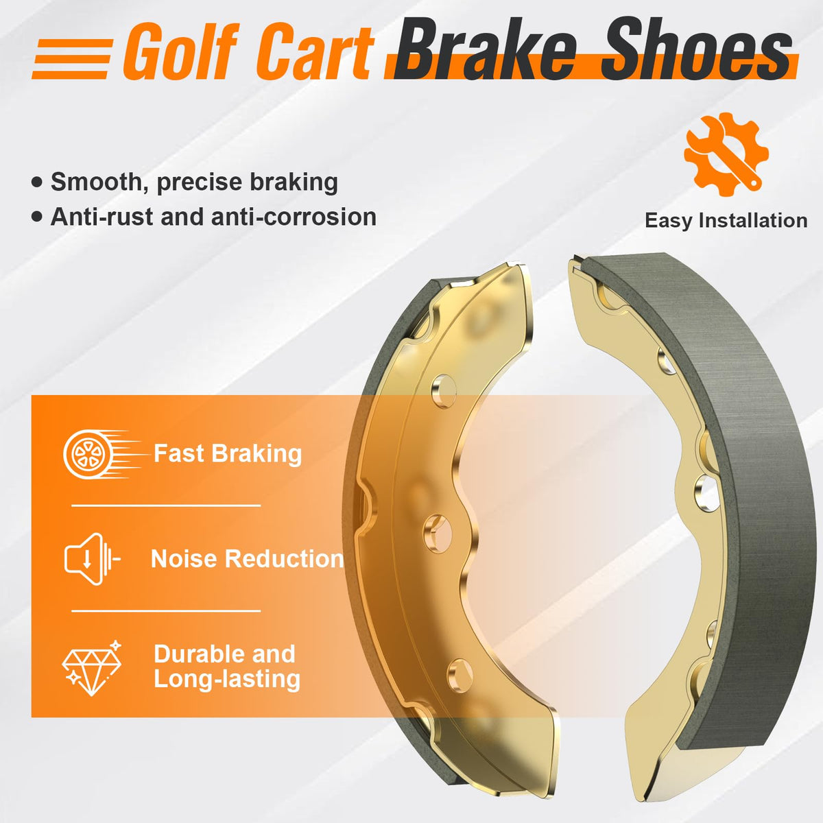GODCTSUP brake shoes kit for EZGO 1986.5-1995 enhances deceleration and stopping confidence
