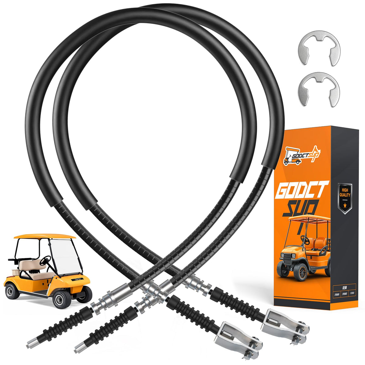GODCTSUP driver-side brake cable for Club Car DS enables smooth braking control.