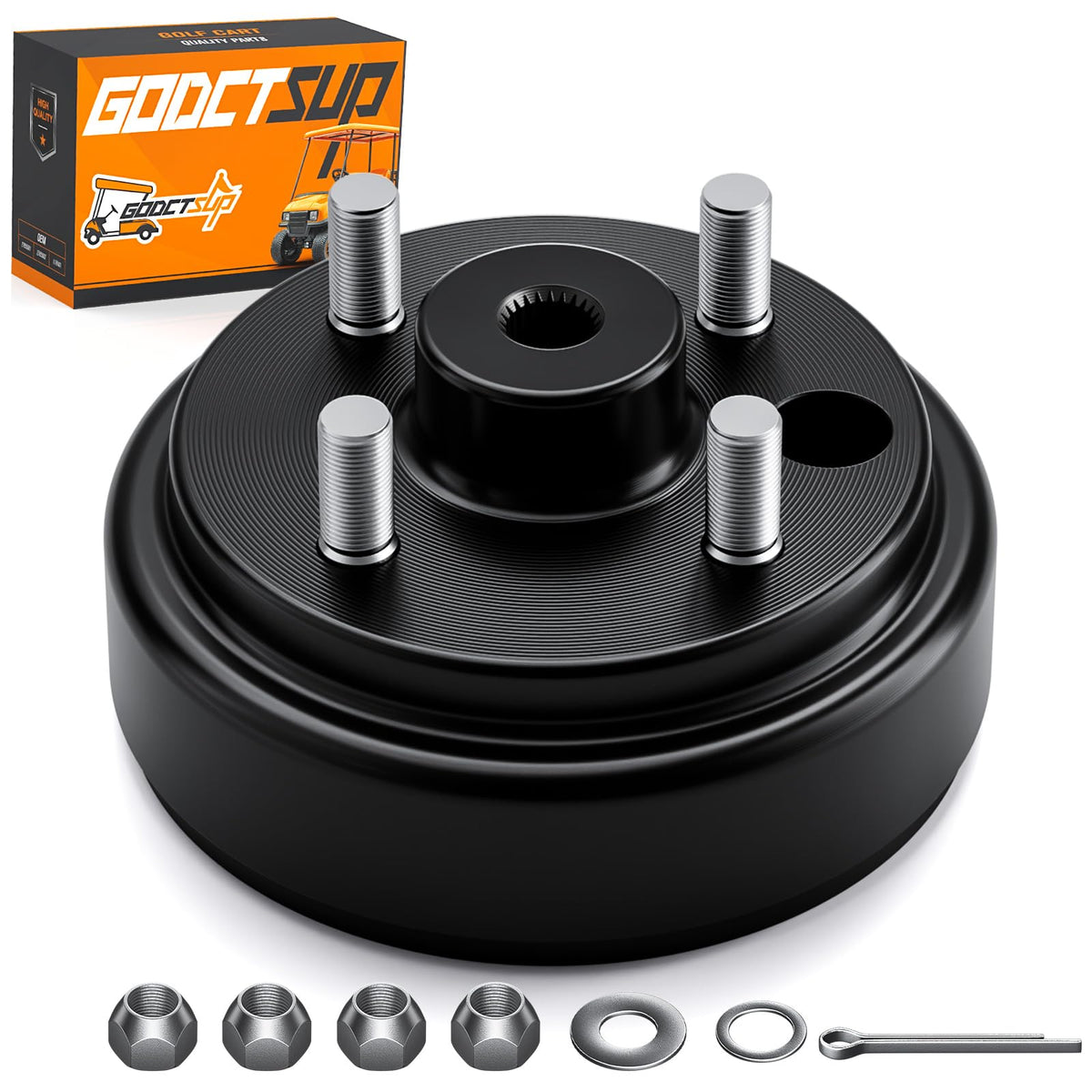 GODCTSUP EZGO brake drum hub assembly with 24-tooth spline for reliable braking.