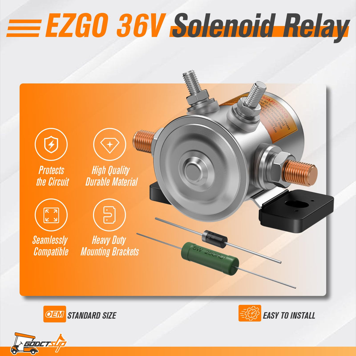 GODCTSUP EZGO solenoid on anti-vibration bracket ensuring stable performance.