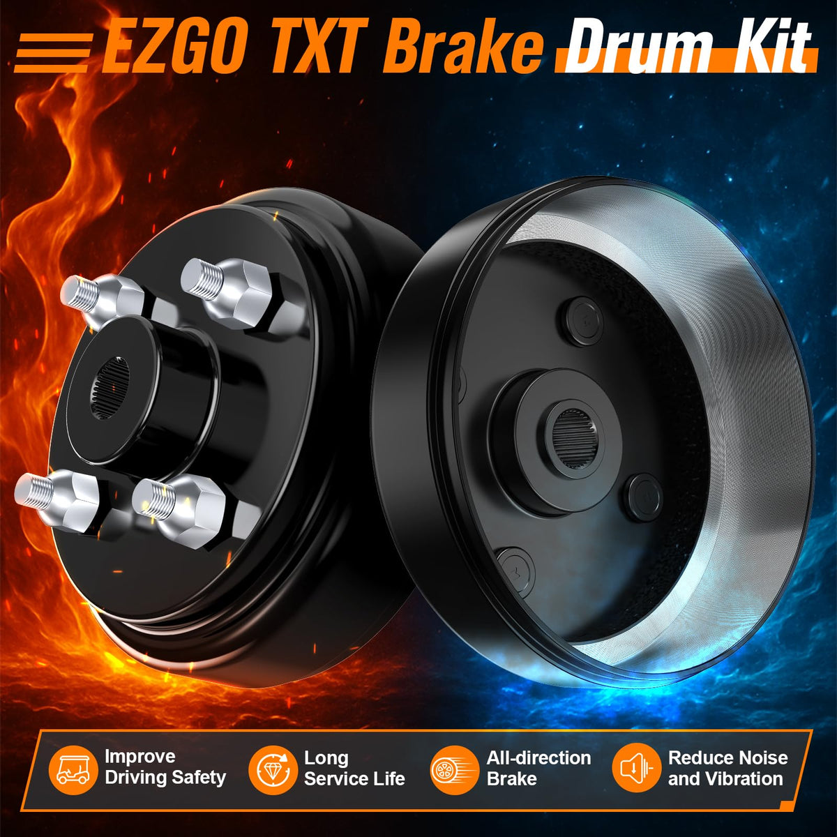 Thickened cast iron EZGO TXT brake drum for heat dissipation and durability