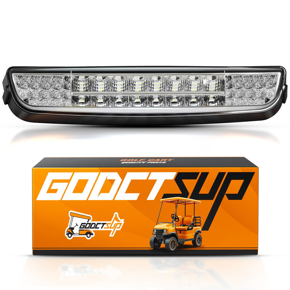 GODCTSUP EZGO TXT headlight bar front view improves night visibility for golf carts.