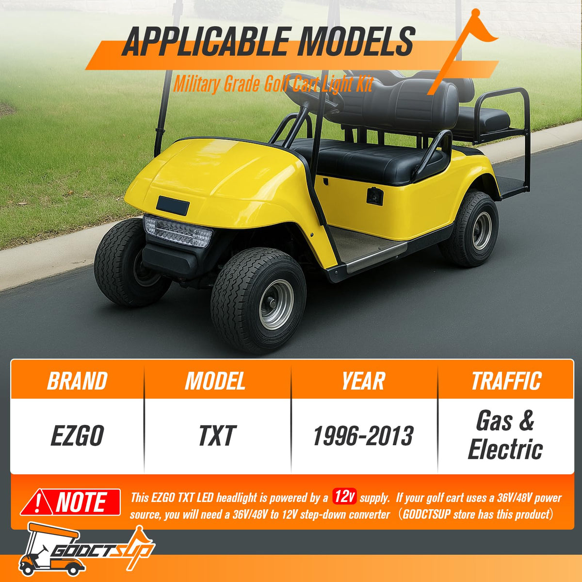 GODCTSUP EZGO TXT headlight bar packaging includes the front light bar only.