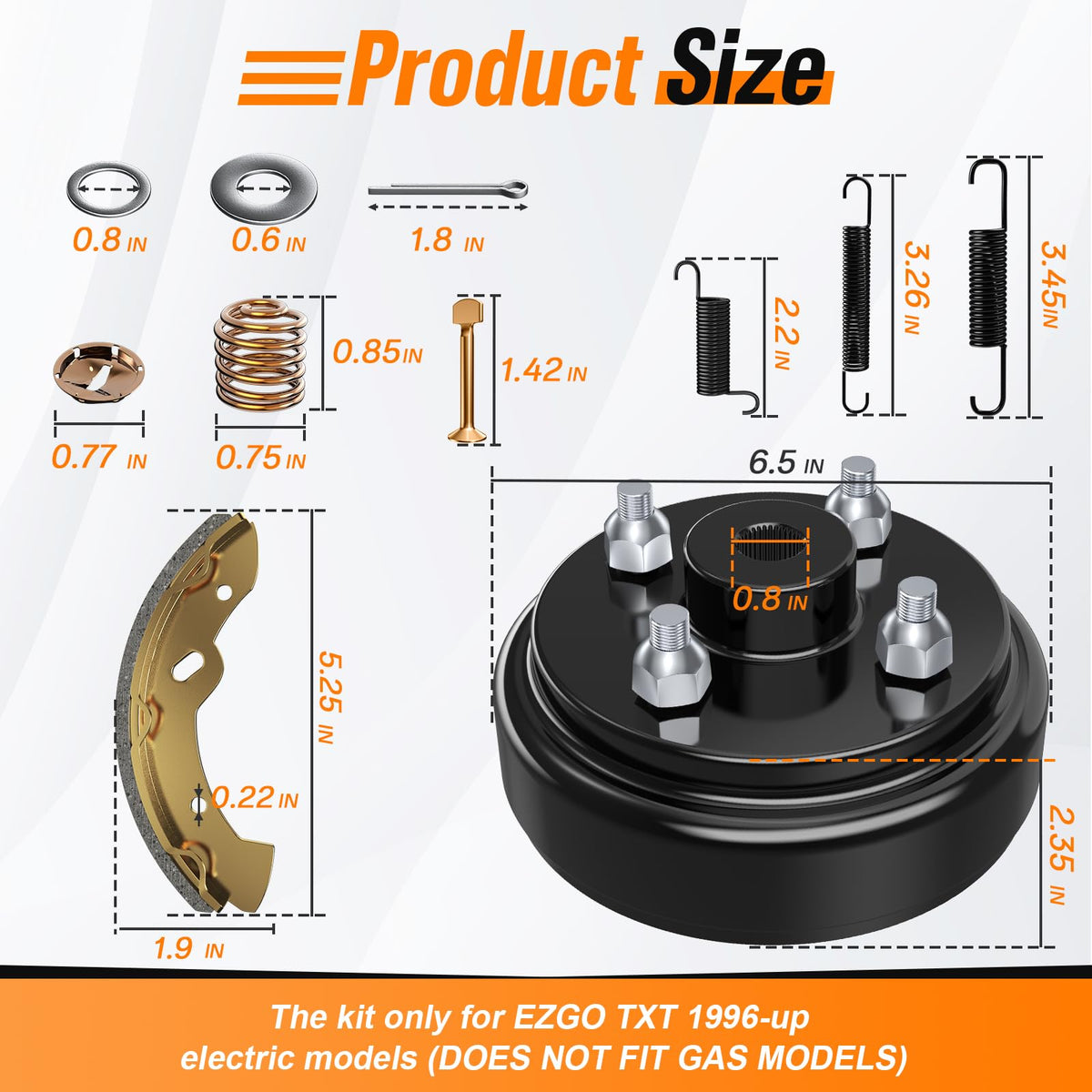Secure lug nuts, washers, and cotter pins from GODCTSUP for EZGO TXT