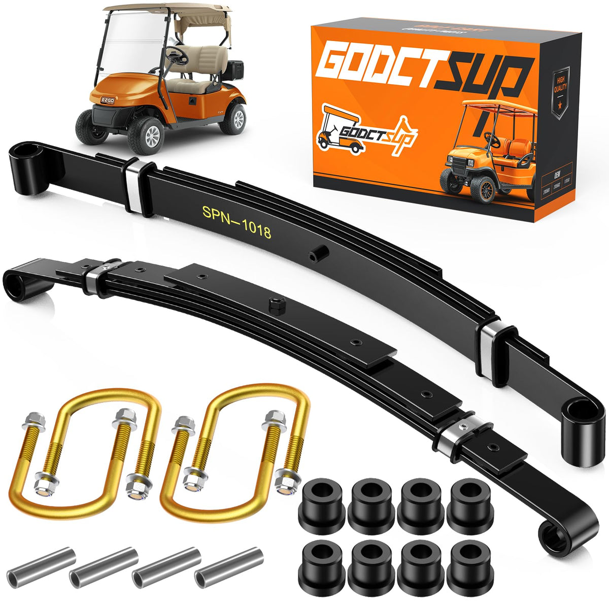 GODCTSUP EZGO TXT rear 4-leaf spring kit improves ride quality on rough terrain.