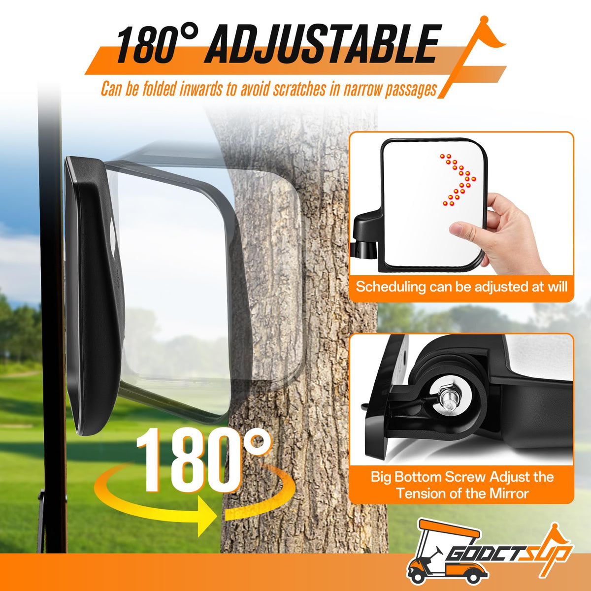 GODCTSUP foldable mirrors fold flat for storage between drives.