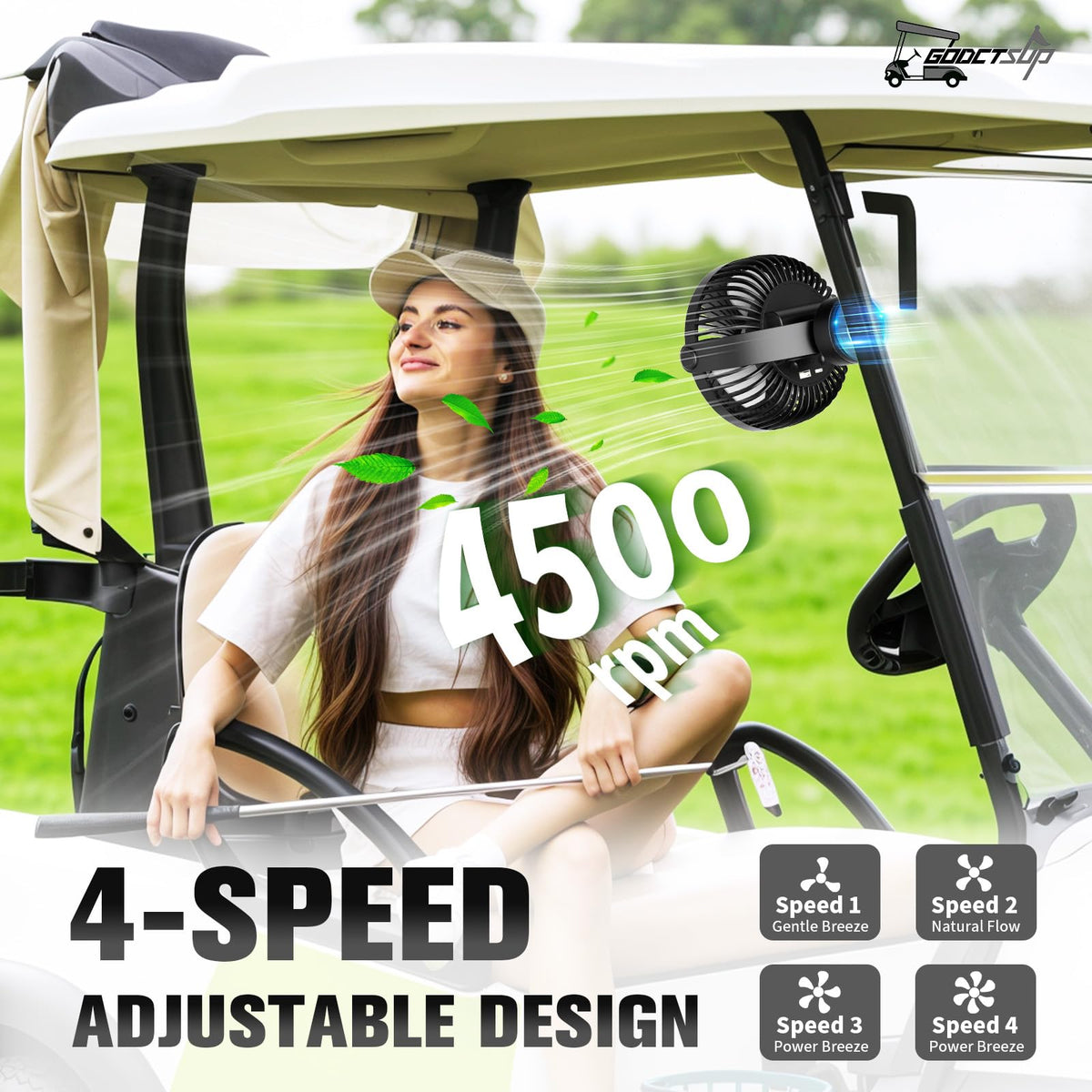 GODCTSUP four-speed settings tailor airflow from gentle to strong.