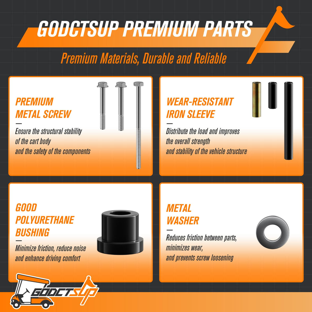 GODCTSUP front upper A-arm sleeves for durable wear life
