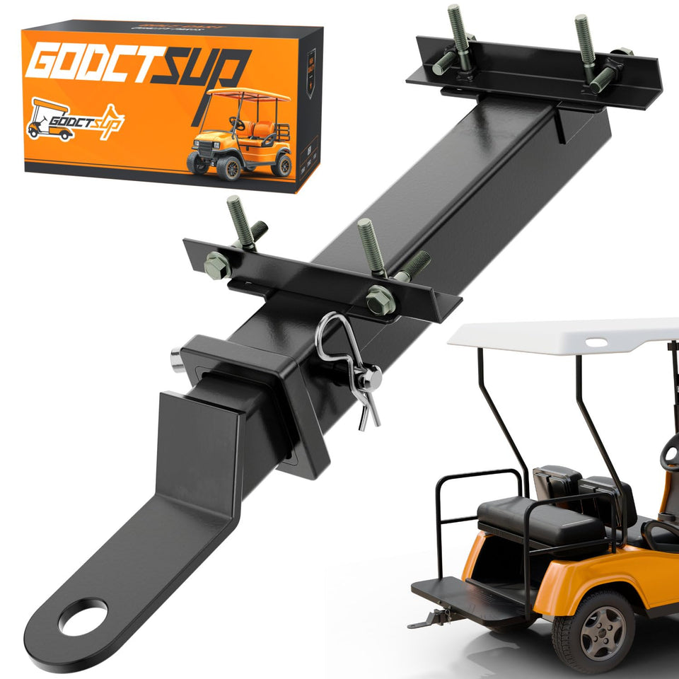 GODCTSUP 2-inch receiver hitch on a golf cart side view for secure towing