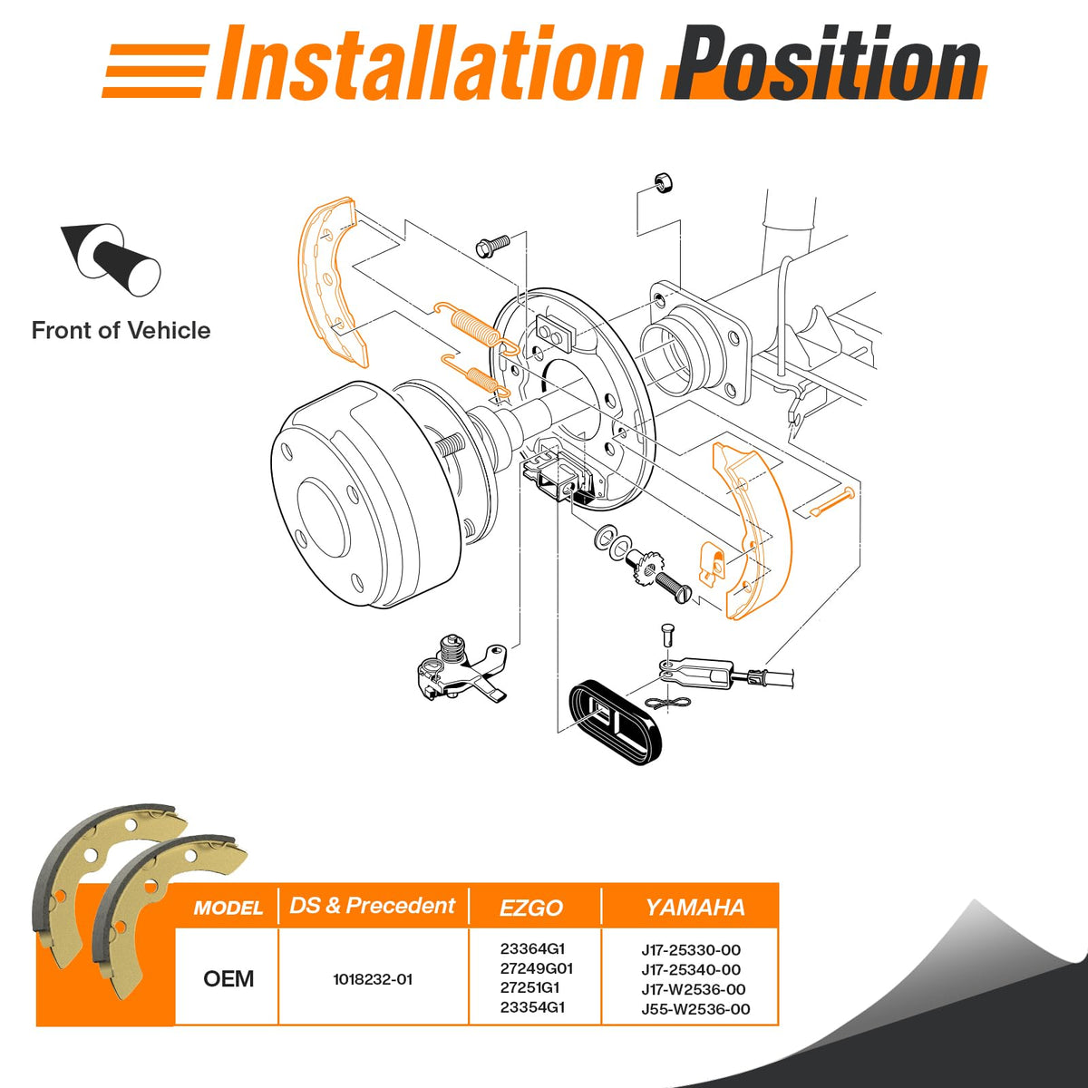 GODCTSUP installation guide illustration for brake shoes