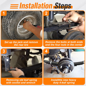 GODCTSUP installation guide assists EZGO TXT rear-spring installation.