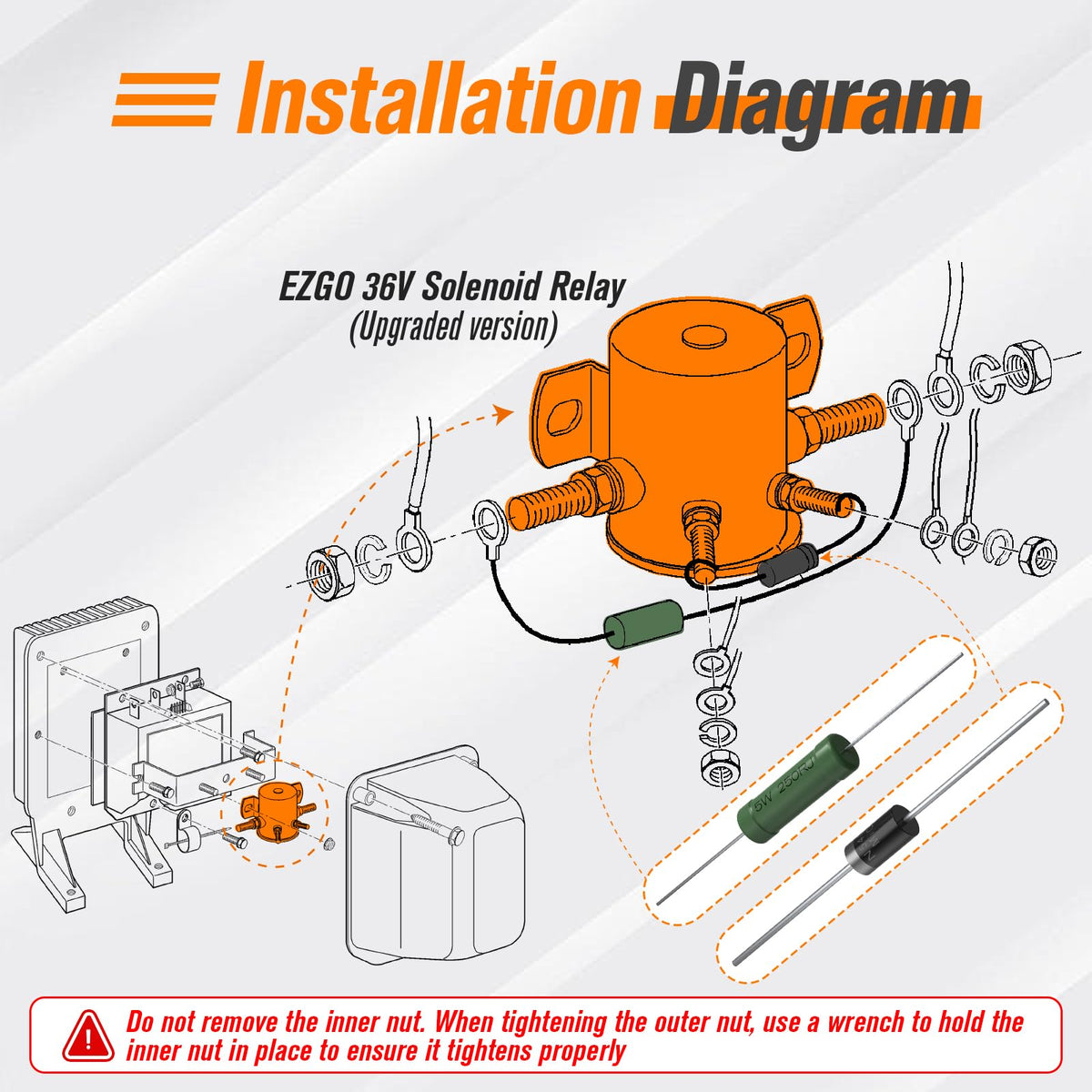 GODCTSUP installation notes highlighting proper torque and diode orientation.