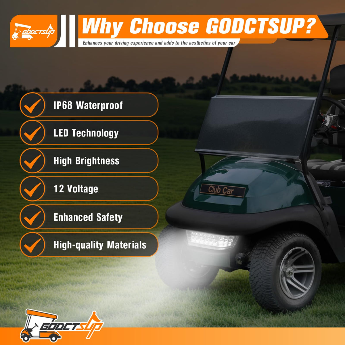 GODCTSUP IP68 waterproof design resists rain and splashes