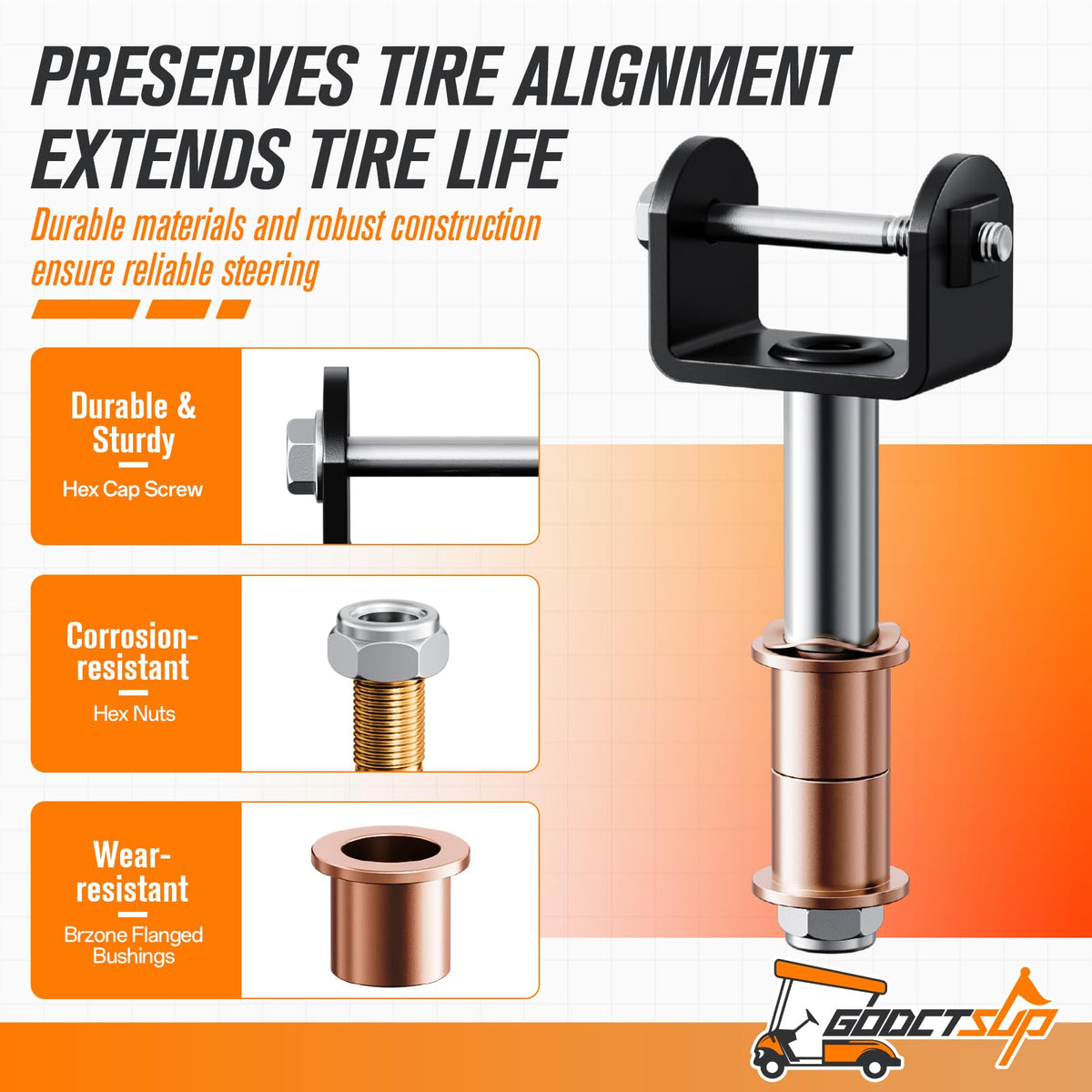GODCTSUP king pin bushings kit reduces play for precise alignment.