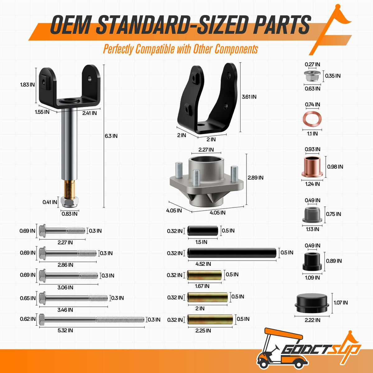 GODCTSUP suspension components minimize squeaks for quiet, comfortable rides.