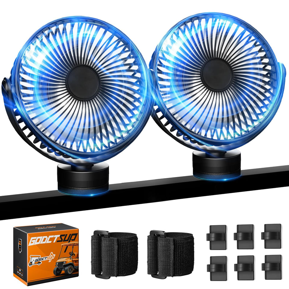 GODCTSUP upgrade golf cart fan with magnetic base; attaches securely to metal surfaces.