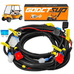 GODCTSUP headlight harness for secure, plug-and-play golf cart wiring.